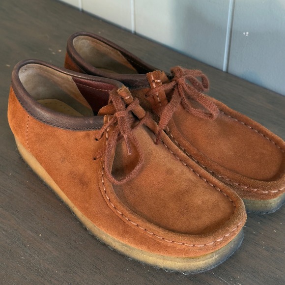 Clarks Originals Wallabee Style Shoes Men 7 Suede Crepe Sole Moc Toe Rust Brown - Picture 8 of 9